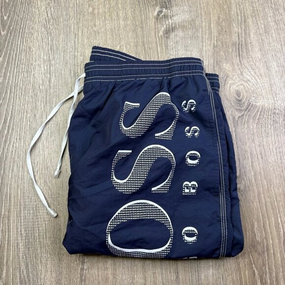 Hugo Boss Mens Navy Blue Waistband Outwear Modest Killifish Swim Shorts Size XL - Picture 1 of 12